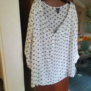 Torrid white summer top Evil eye theme